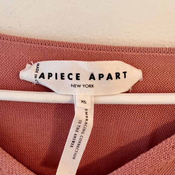 APIECE APART Women's Pink V-Neck Puff Sleeve Knit Sweater Sz XS - Picture 7 of 8